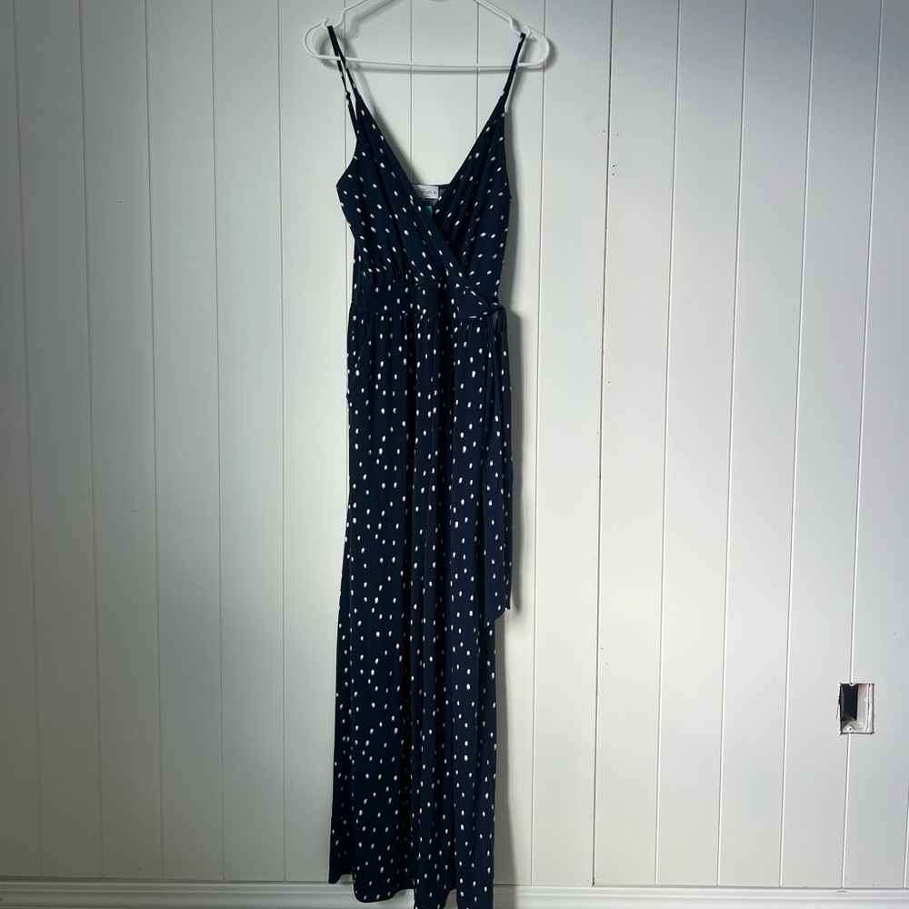 Kaileigh Navy and White Polka Dot Maxi Dress